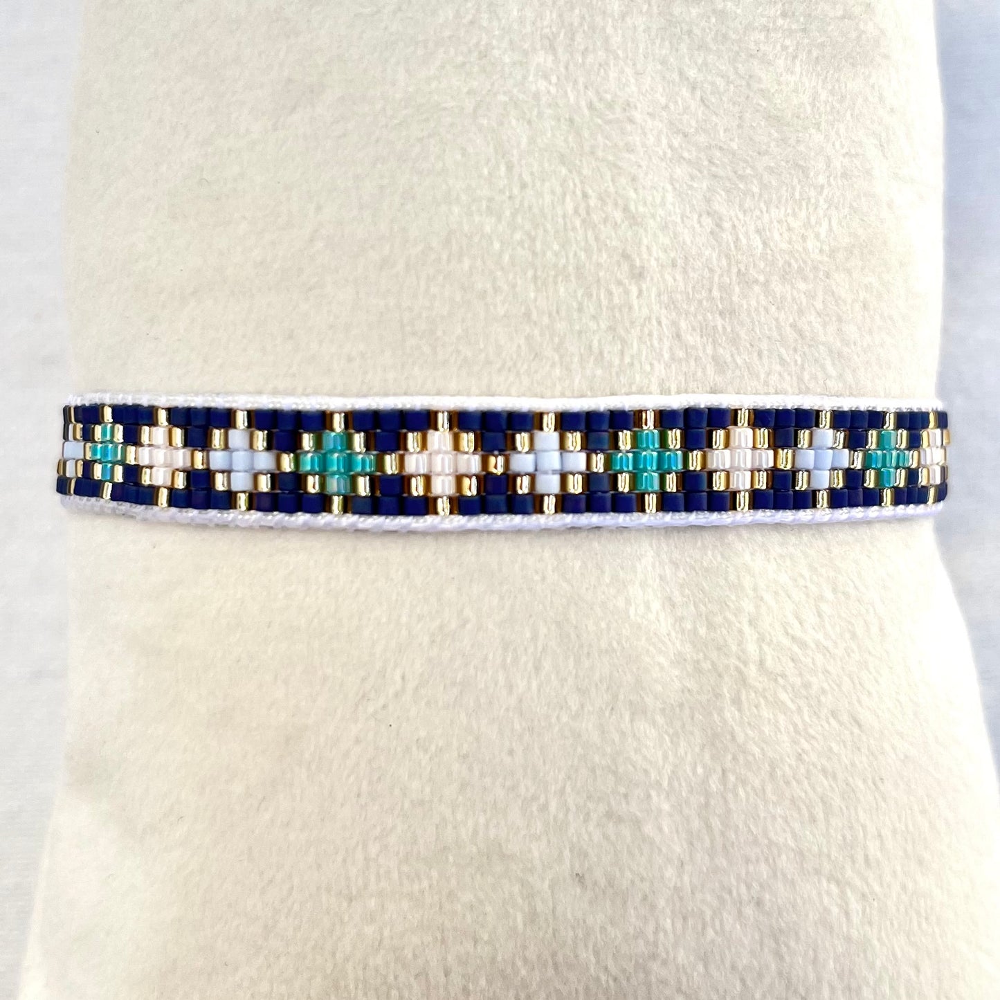 Pulsera Miyuki cruces azul