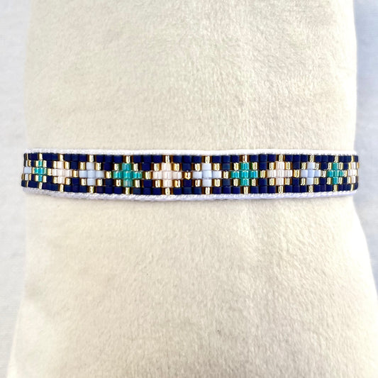 Pulsera Miyuki cruces azul